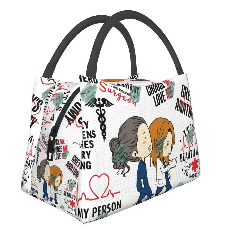 

Custom Grey's Anatomy Lunch Bag Men Women Warm Cooler Insulated Lunch Boxes for Office Travel