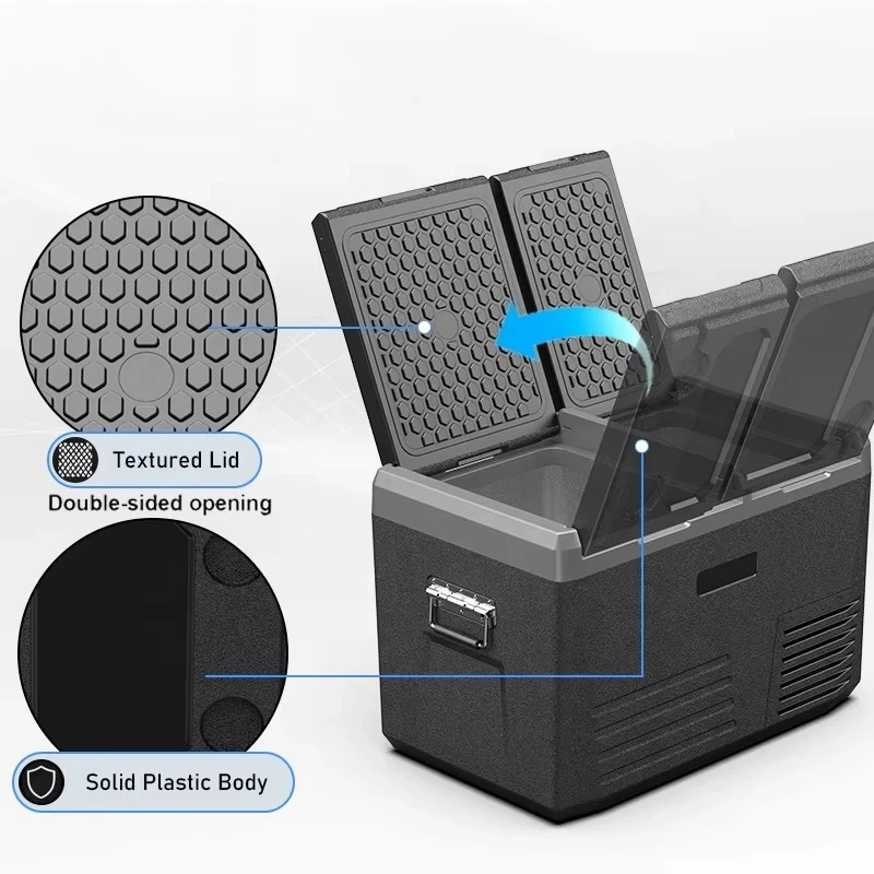 

45L 55L dual-zone portable refrigerator is suitable for vehicle, home, camping, compressor cooling 110V 220V car refrigerator