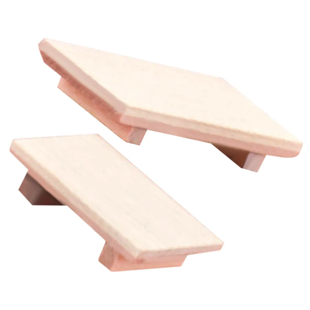 

2Pcs Wooden Miniature Display Trays Sturdy Creative Desktop Decoration Small Storage Tray Mini House Supply Home Decor