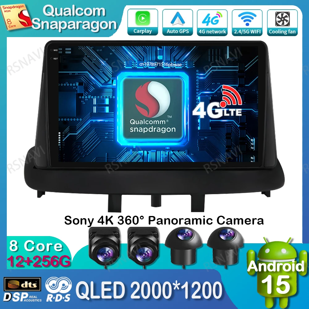 

Android 15 Car Radio For Renault Megane 3 Fluence Samsung SM3 2008 - 2014 Multimedia 4G LTE Navigation 5G WIFI GPS Qualcomm BT