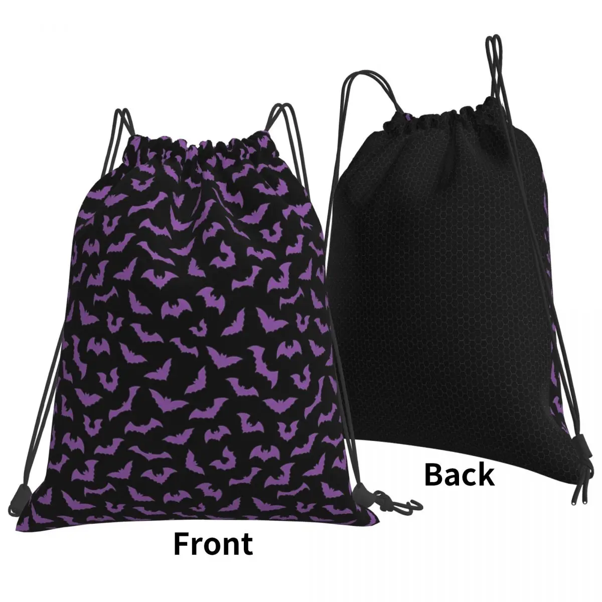 Purple Bats Pastel Goth Candy Punk Backpacks Casual Portable Drawstring Bags Shoes Bag Book Bags For Man Woman School