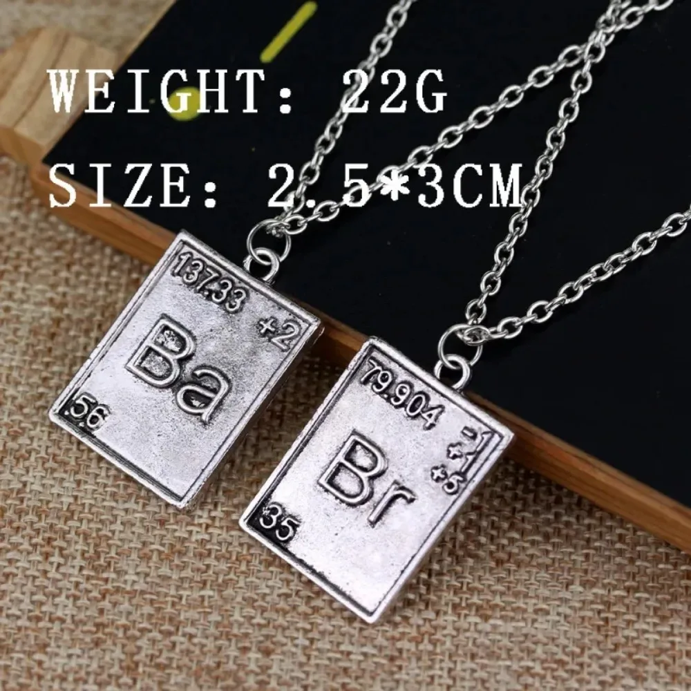 Vintage Personalized Simple Lifeless Toxic Master Chemical Symbol Br Ba Pendant Brothers Couple Necklace Party Banquet Jewelry