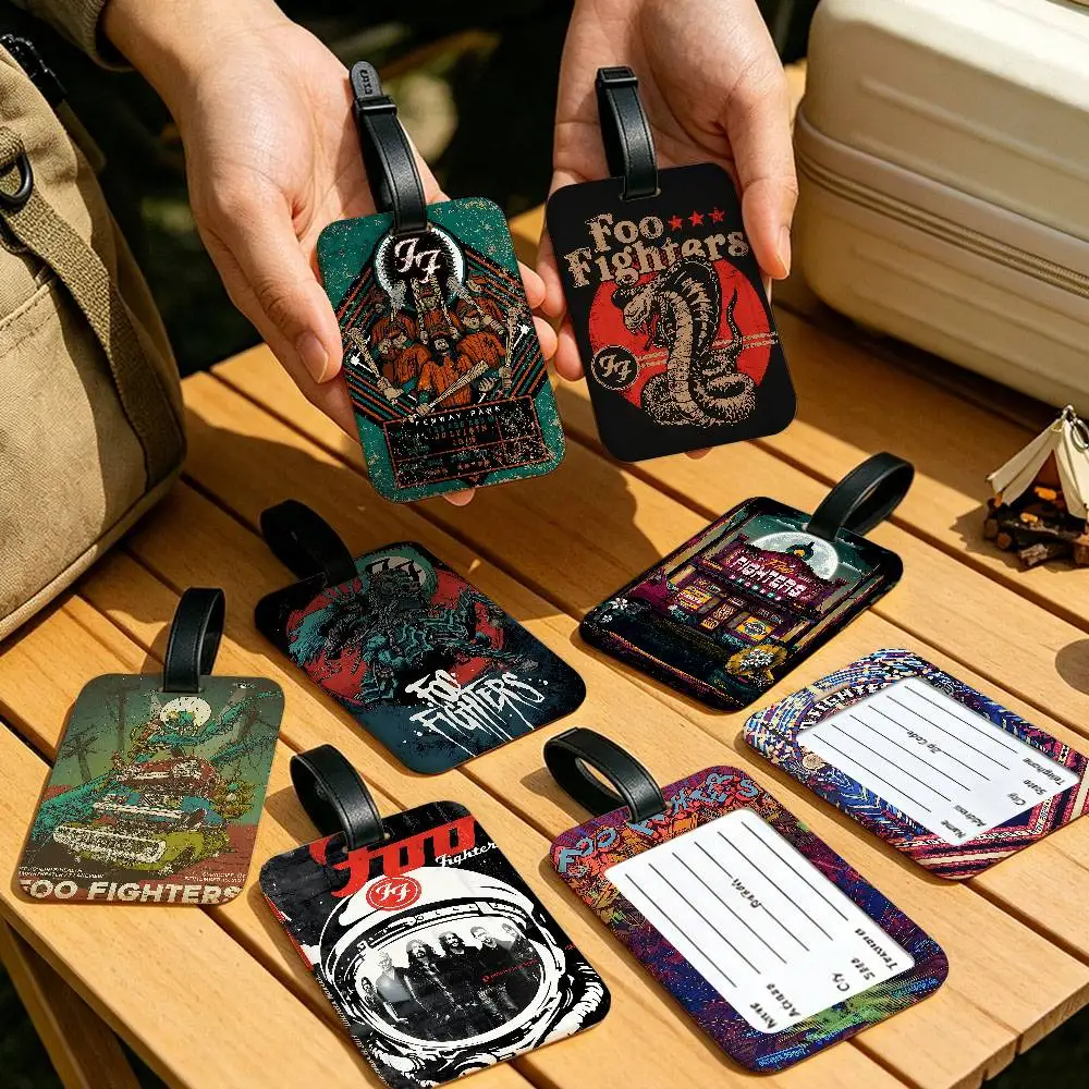 Foo Fighters Band Universal PVC Luggage Tag Anti lost With Information Card Suitcase Backpack Identification Label