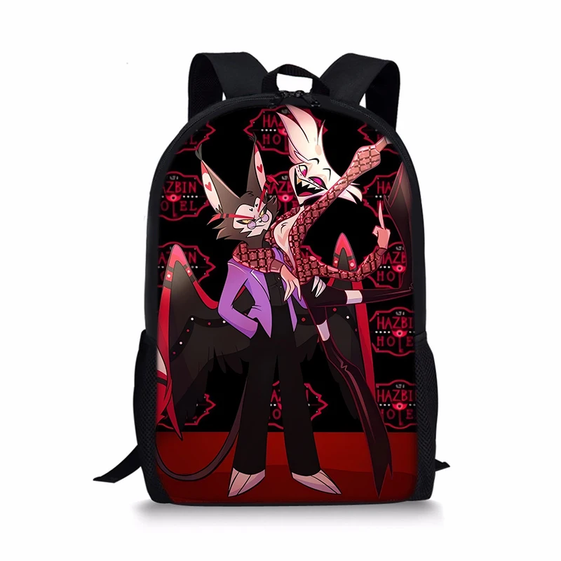 حقيبة ظهر ذات سعة كبيرة بنمط فندق Hazbin للأولاد/البنات، أفضل هدية لتخزين الكمبيوتر المحمول ثلاثية الأبعاد، حقيبة مدرسية مناسبة للمدرسة