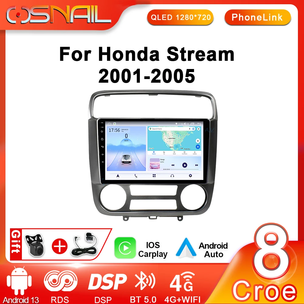 

COSNAIL Android Auto Radio For Honda Stream 2001 2002 2003 2004 Car Multimedia Video Player Stereo Navigation CarPlay 2din DVD