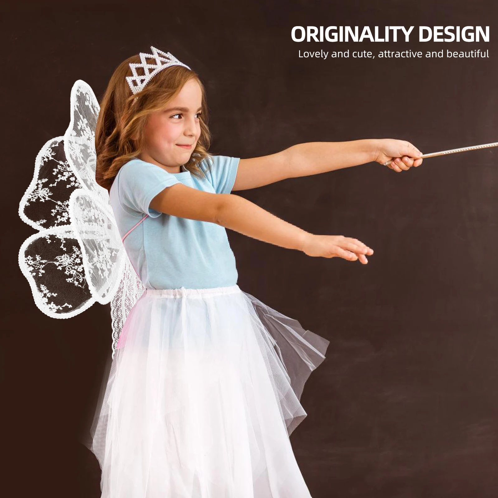 Lace Butterfly Wings White Color Plastic Cloth Material Cosplay Props Costume Accessories for Girls Stage Performance