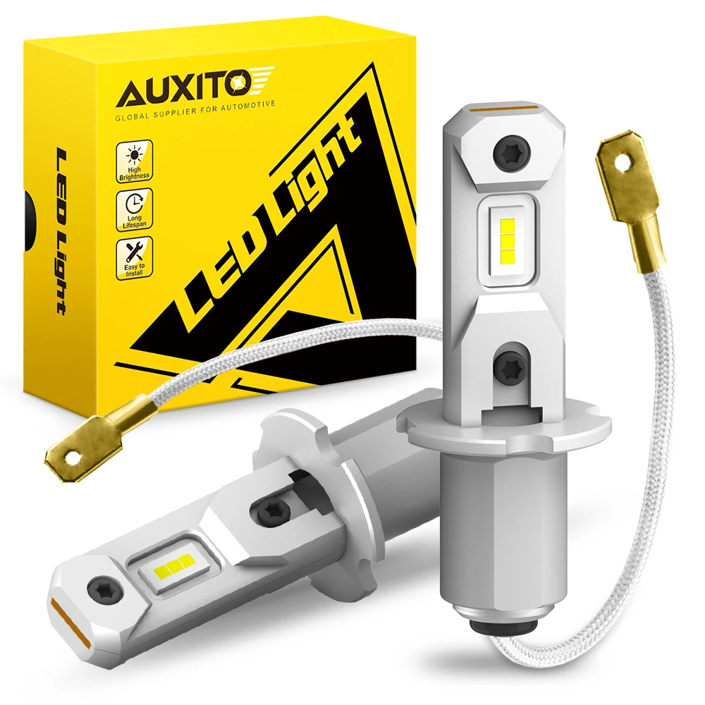 AUXITO 2Pcs H3 LED Bulb Lamp Car Fog lights Driving Running Lamp Headlight DRL Auto Light 12V 1:1 Mini Design 6500K White Yellow