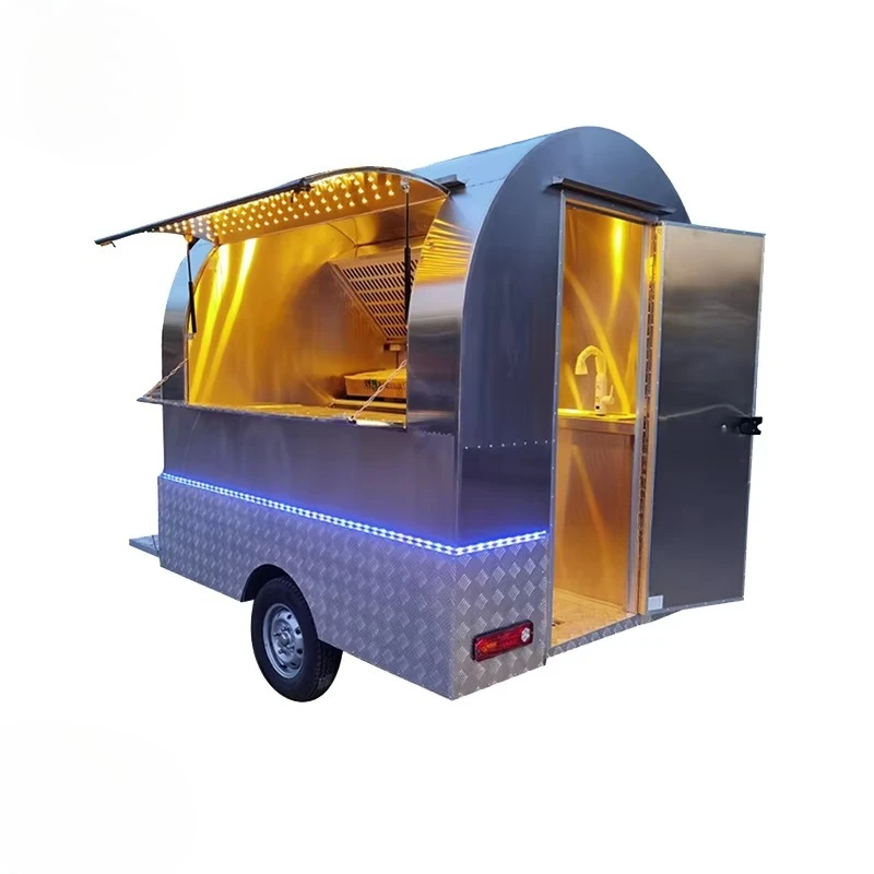 

Customized Hot Sale Round Small Tow Hot Dog Cart Ice Cream Truck Movable Food Trailer Custom Restaurant
