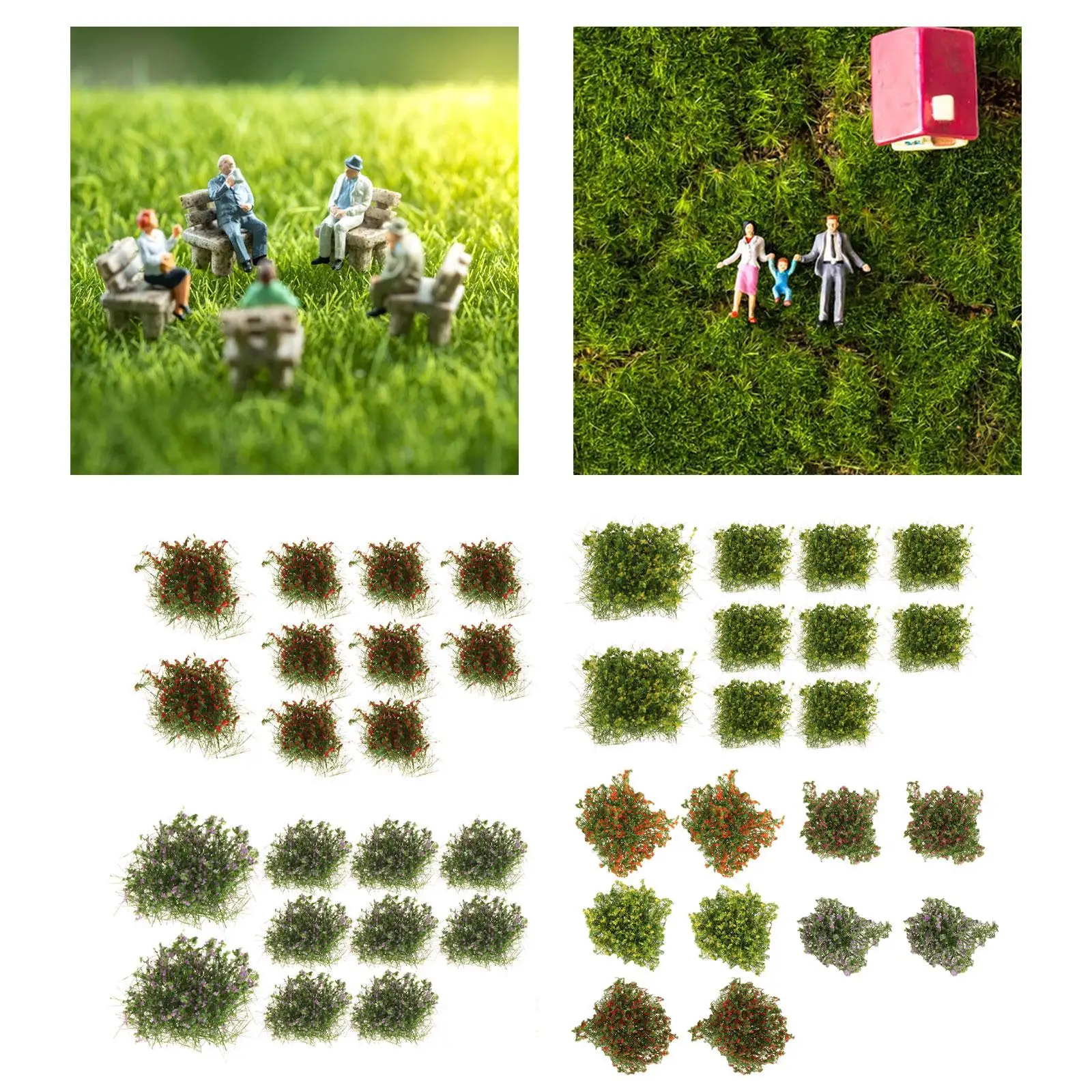 

Synthetic Greenery Set for Dioramas and Models: 10 Grass Tufts, Mini Floral Elements