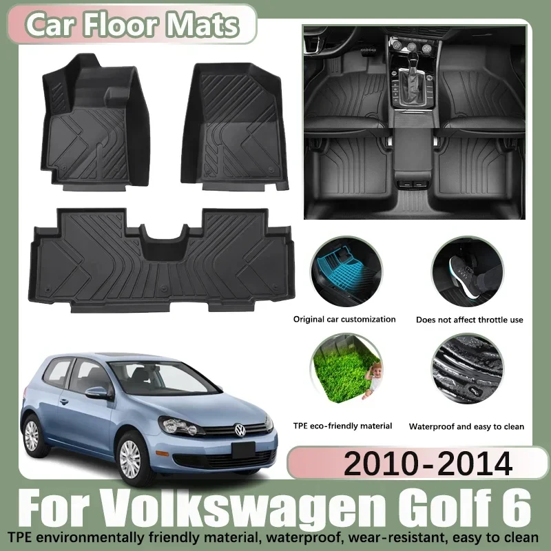 

Автомобильный напольный коврик LHD для Volkswagen VW Golf 6 Mk6 5K 2010-2014 2011 2012 2013 TPE, автомобильные водонепроницаемые накладки на ножки, подкладка под заказ, аксессуары