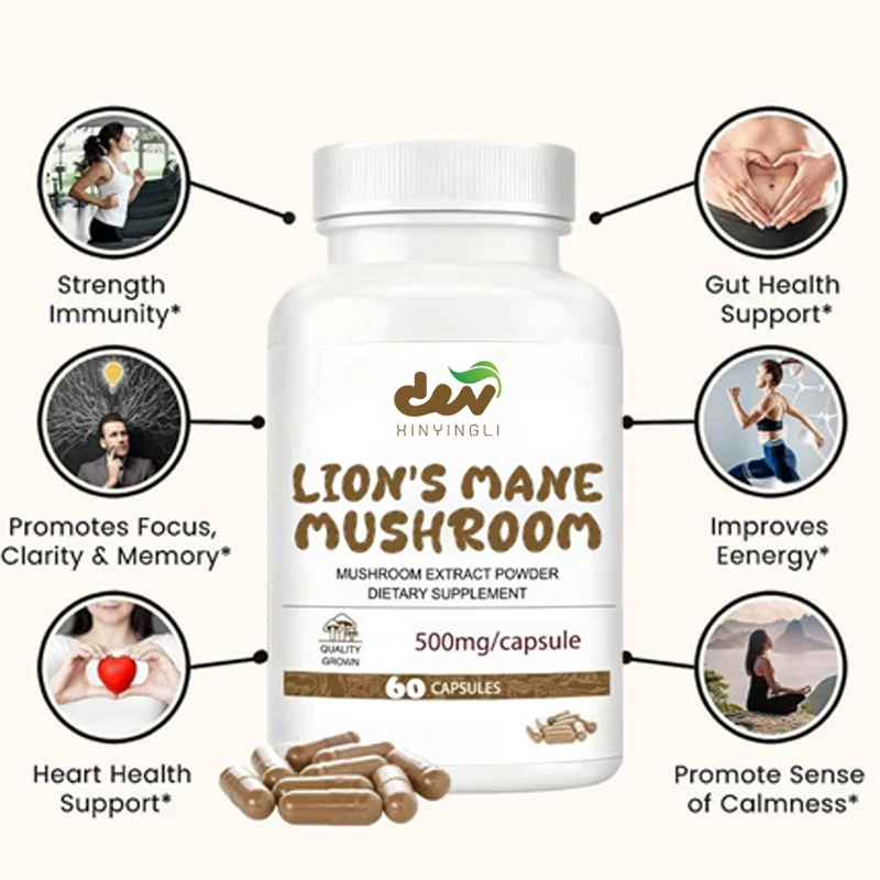 Lion Mane Mushroom Extract Capsules - Monkey Head Mushroom Contains Β - Glucan, Immune Support Supplement view 4