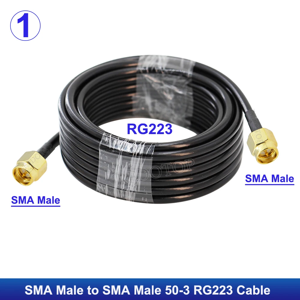 1Pcs SMA Male to SMA Male/Female Connector 50ohm Double Shielded RG223 RF Coaxial Cable WiFi Antenna Extension Cord Pigtail