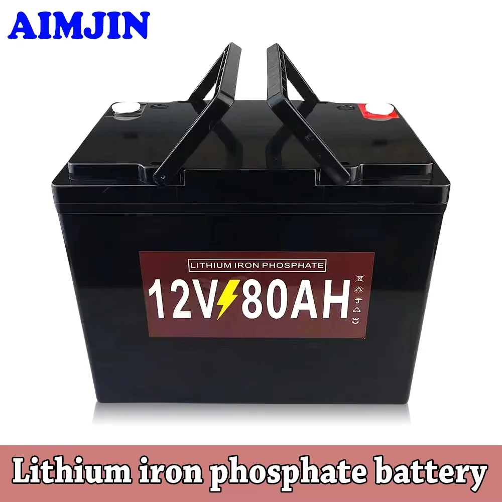 

12V LiFePO4 Battery Built-in BMS 80AH Lithium Iron Phosphate Rechargeable Cells 2000 Cycles Life For Golf Cart Solar Storage