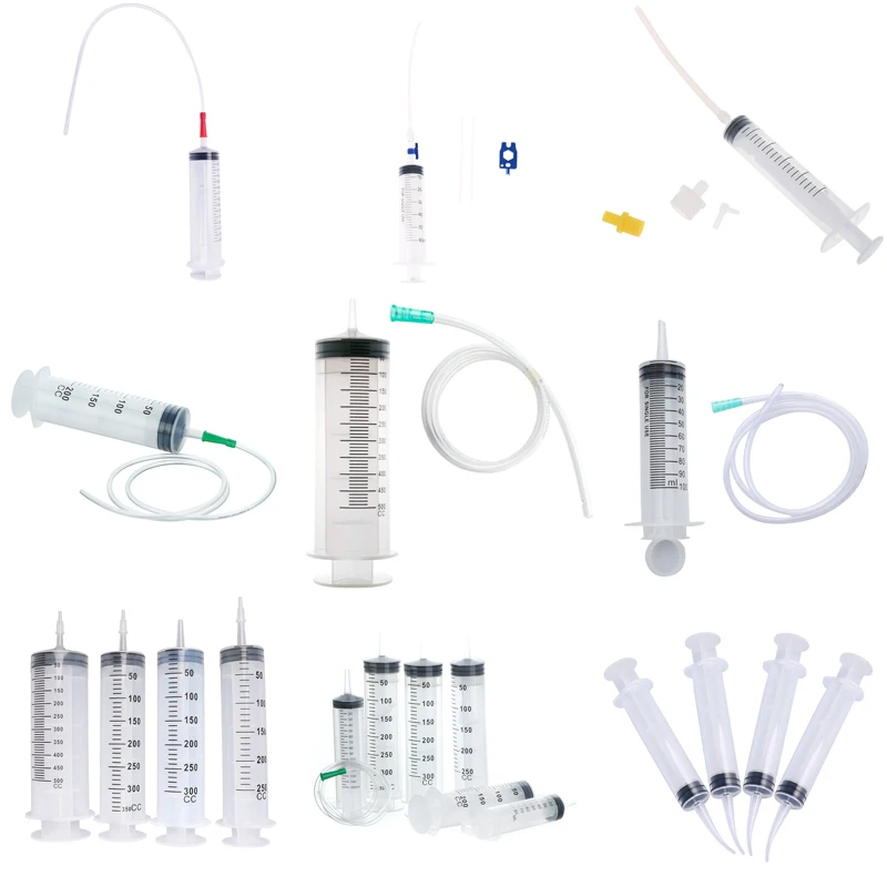 1pc/4pcs 10-550ml Large Capacity Syringe Reusable Pump Measuring With Tube Feeding Ink Pumping Oil Feeding Enema Glue Filling