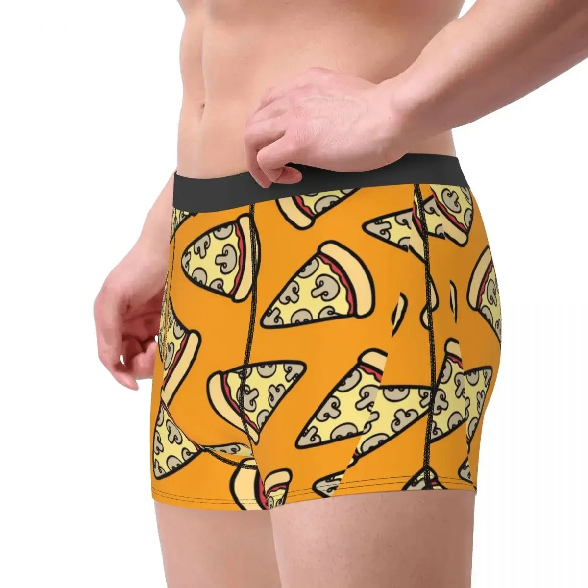 Men's Boxer Shorts Panties Mushroom Pizza Pattern Mid Waist Underwear Male Sexy Plus Size Underpants