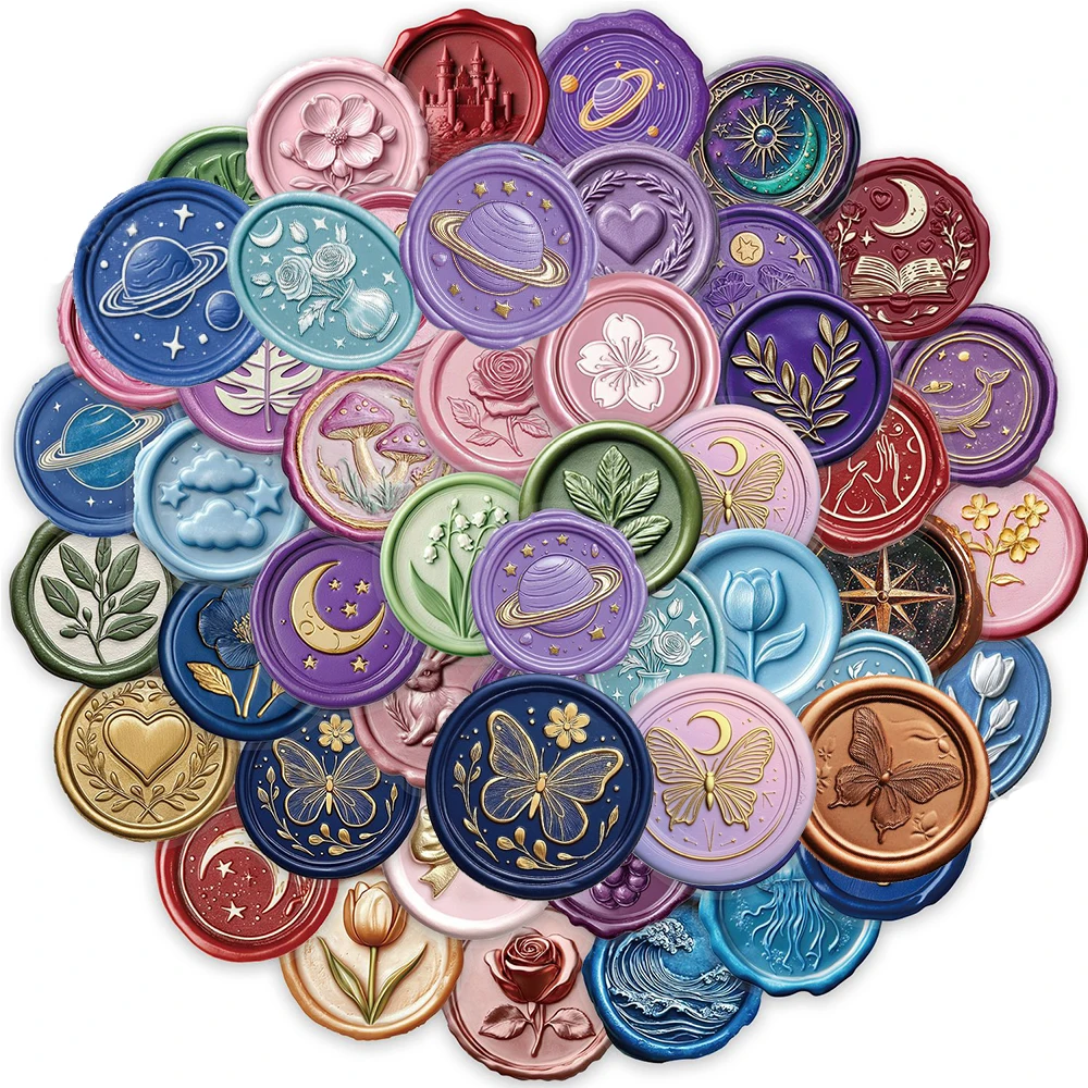 

10/30/50pcs Transparent Fire Paint Stamp Sealing Stickers Graffiti Decal Laptop Phone Case Fridge Scrapbook Decoration Sticker