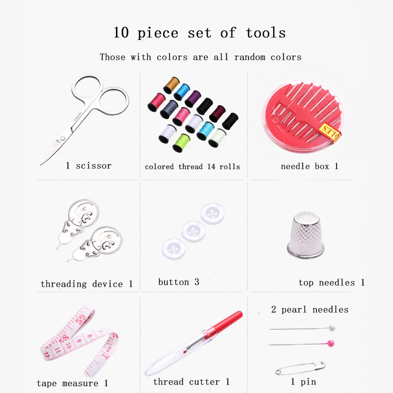 10 Portable Sewing Kit Box Household Sewing Tools 10 Piece Sewing Kit Set Ewing Tool Set Sewing Kit Box