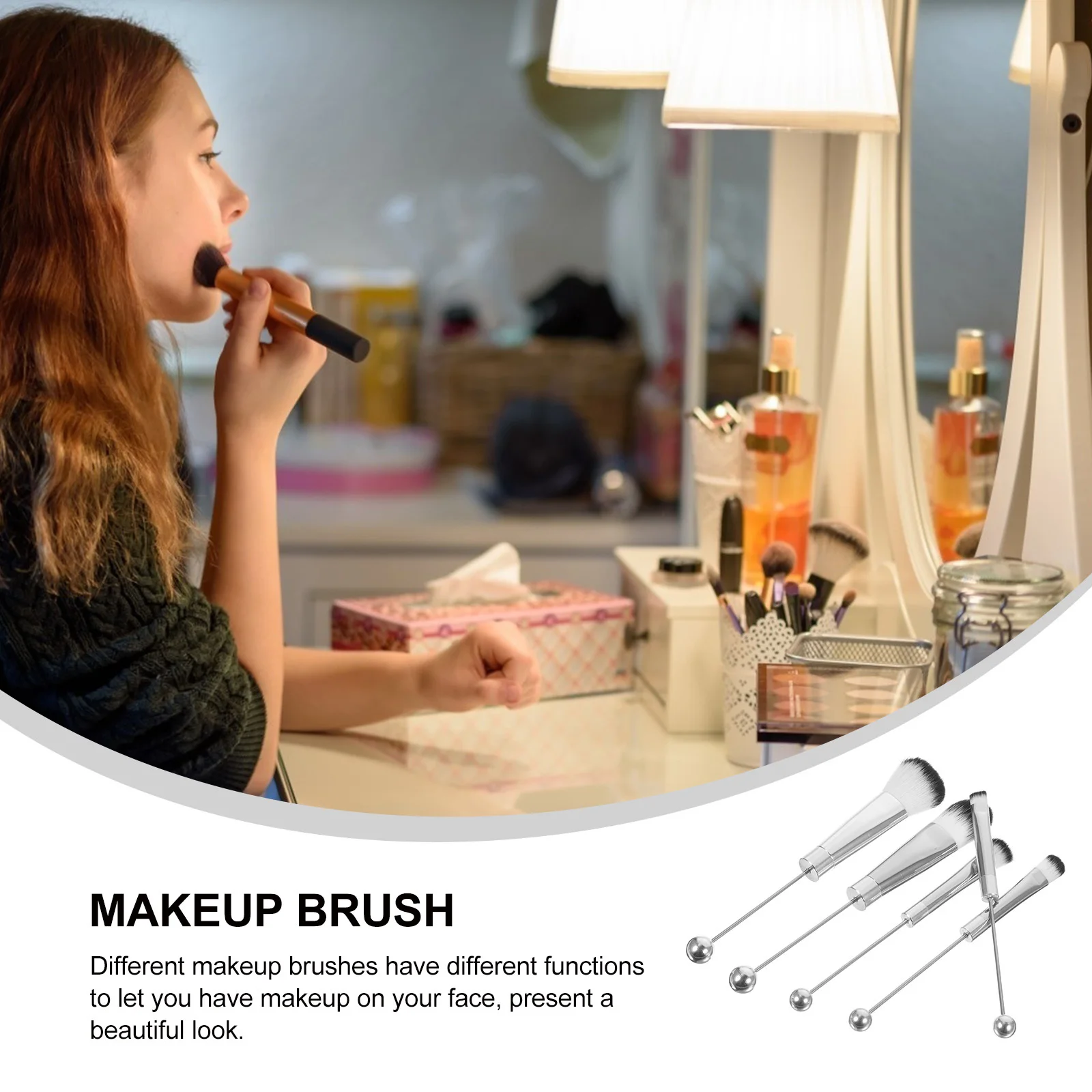 Set di pennelli per trucco da 5 pezzi, piccolo, leggero, facile da impugnare, manico in metallo, setole fini per tutti i tipi di pelle, kit di strumenti di bellezza per donna