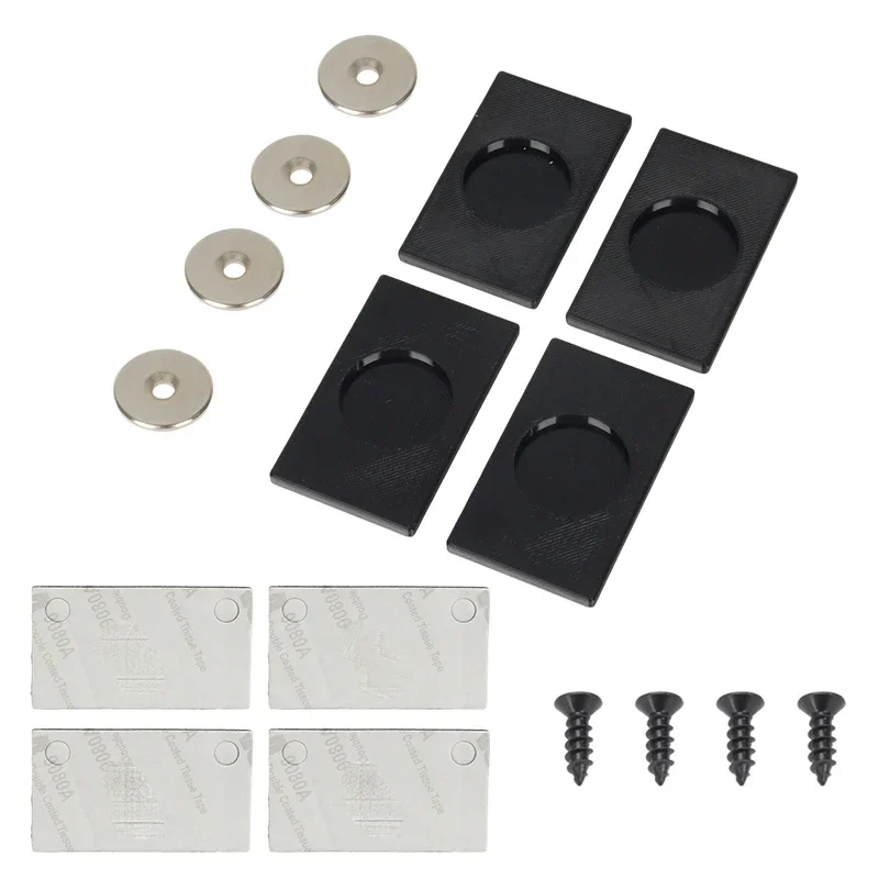 4 Stück/Set starker magnetischer Nummernschildhalter mit festem Schild und Schrauben, universell für Wohnmobil, Wohnwagen, Anhänger, schwarzes Autozubehör – Detail 5
