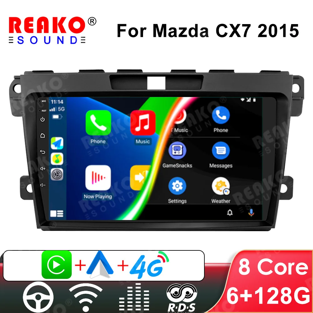 

REAKOSOUND Android 12 Car Radio For Mazda CX-7 CX7 2008 2009 2010 2011-2015 Multimedia Video Player GPS Stereo 4G Navi Carplay