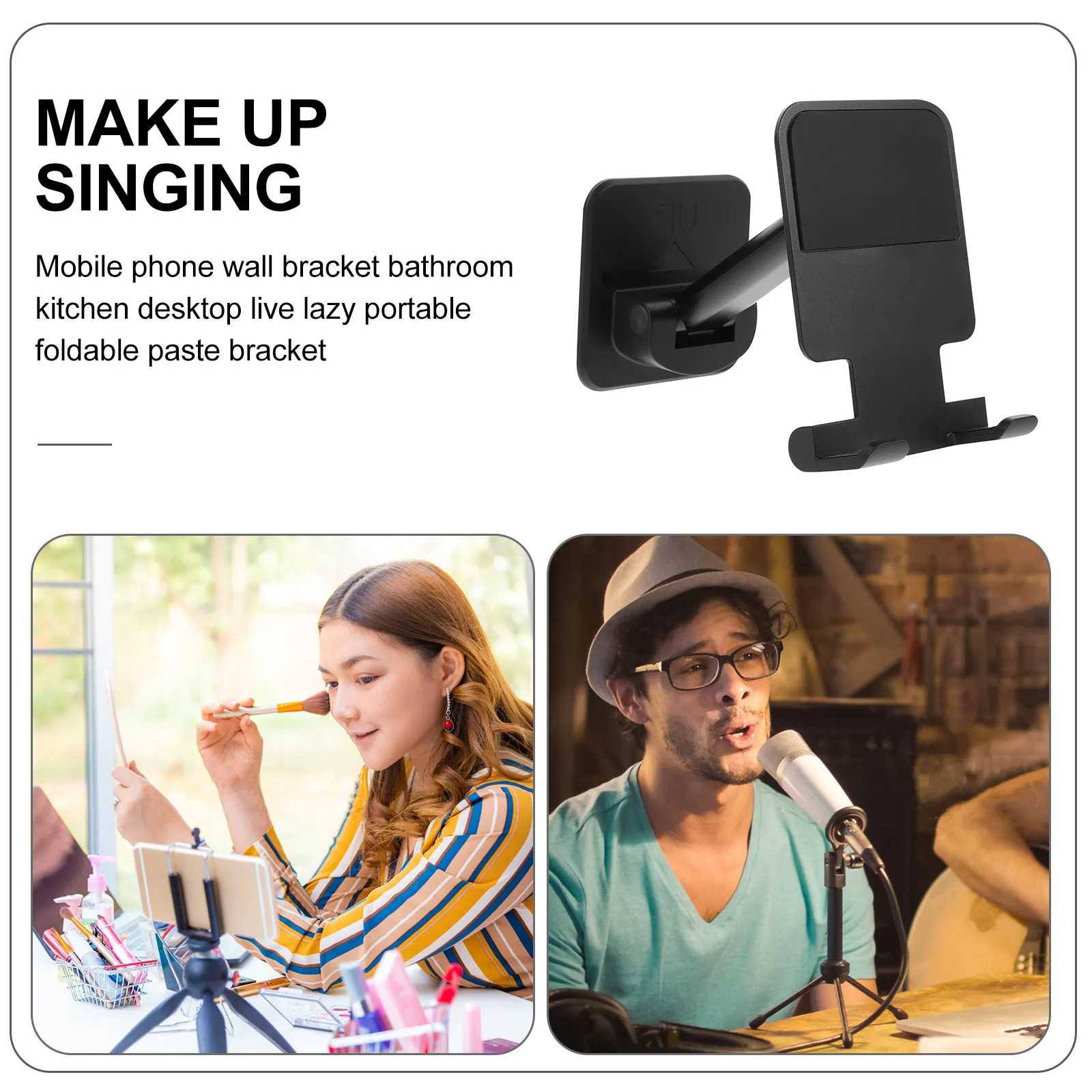 Mobile Phone Wall Mount Adhesive Holder Folding Portable Phone Rack Wall Bracket for Shower Room Decor Home Decor - view 2