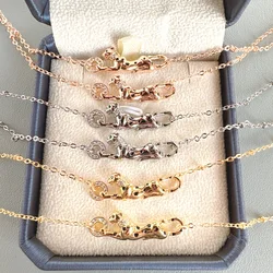 Designer Collection Bracelet Necklace Women Lady Inlay Cubic Zircon Black Spots Leopard Panther Pendant Plated Gold Color Chain