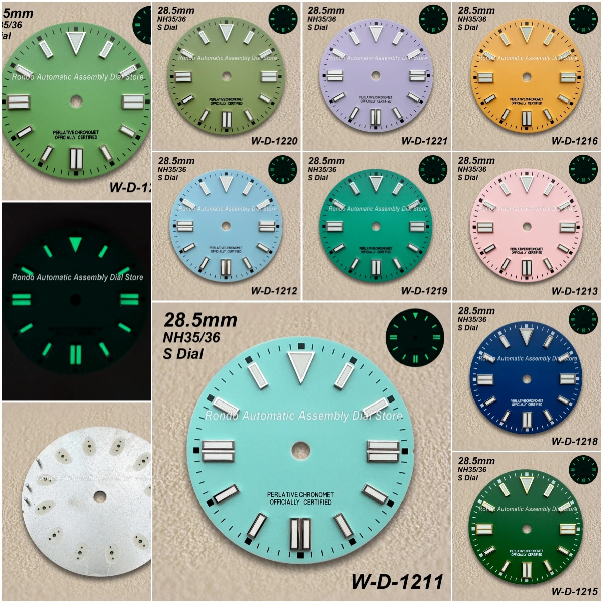 

28.5mm S Logo Matte Dial Fit NH35/NH36 Automatic Movement Green Luminous Day Just Watch Modification Accessories