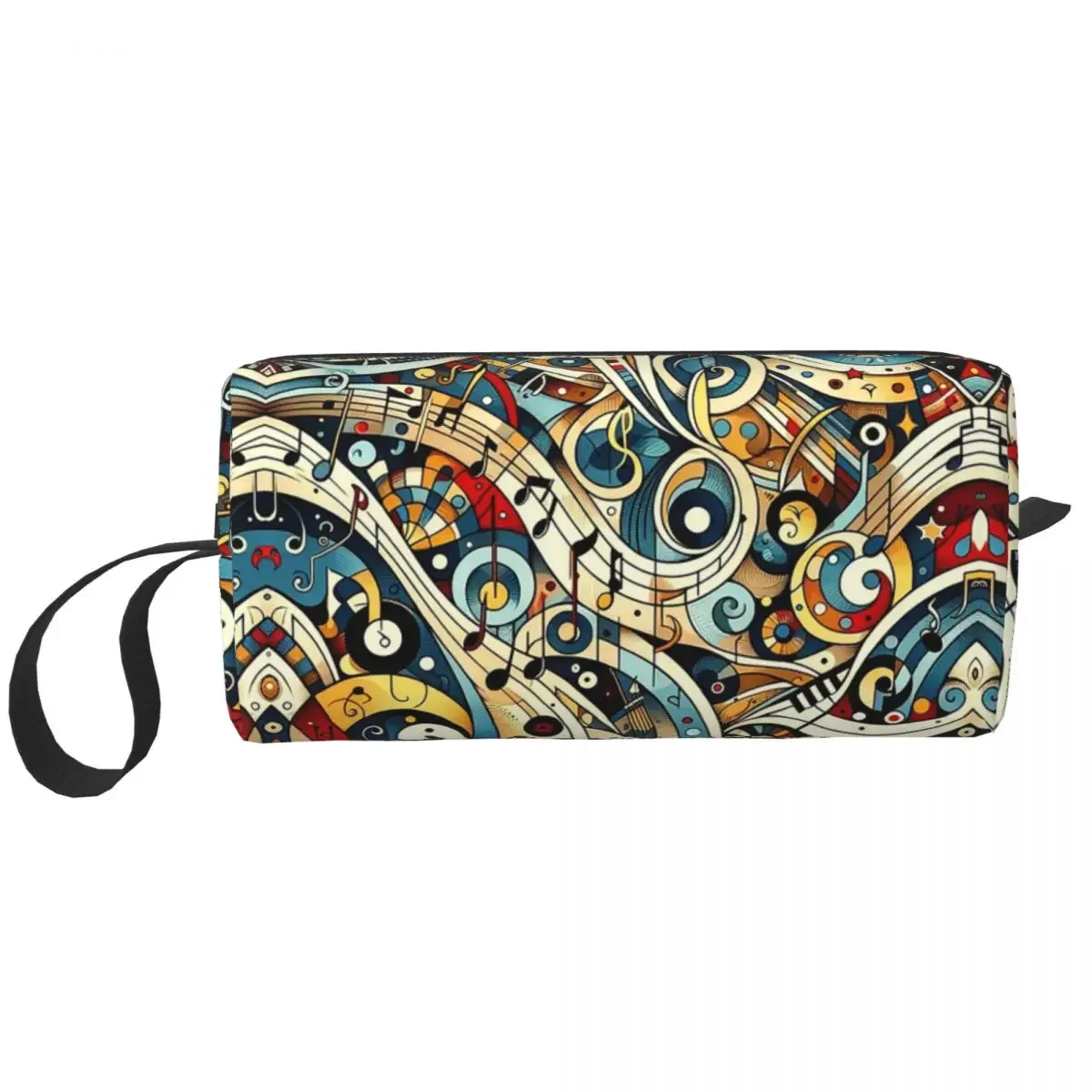

Symphony In Swirls A Musical Note Journey Makeup Bag Cosmetic Dopp Kit Toiletry Cosmetic Bag for Women Beauty Travel Pencil Case