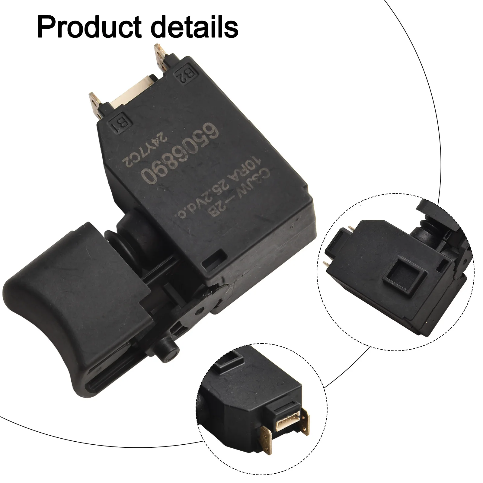 For DTD153 DTD154 DTW180 C3JW Trigger Switch 650689-0 143975-1 Black Replacement Part For Cordless Screwdriver Power Tool