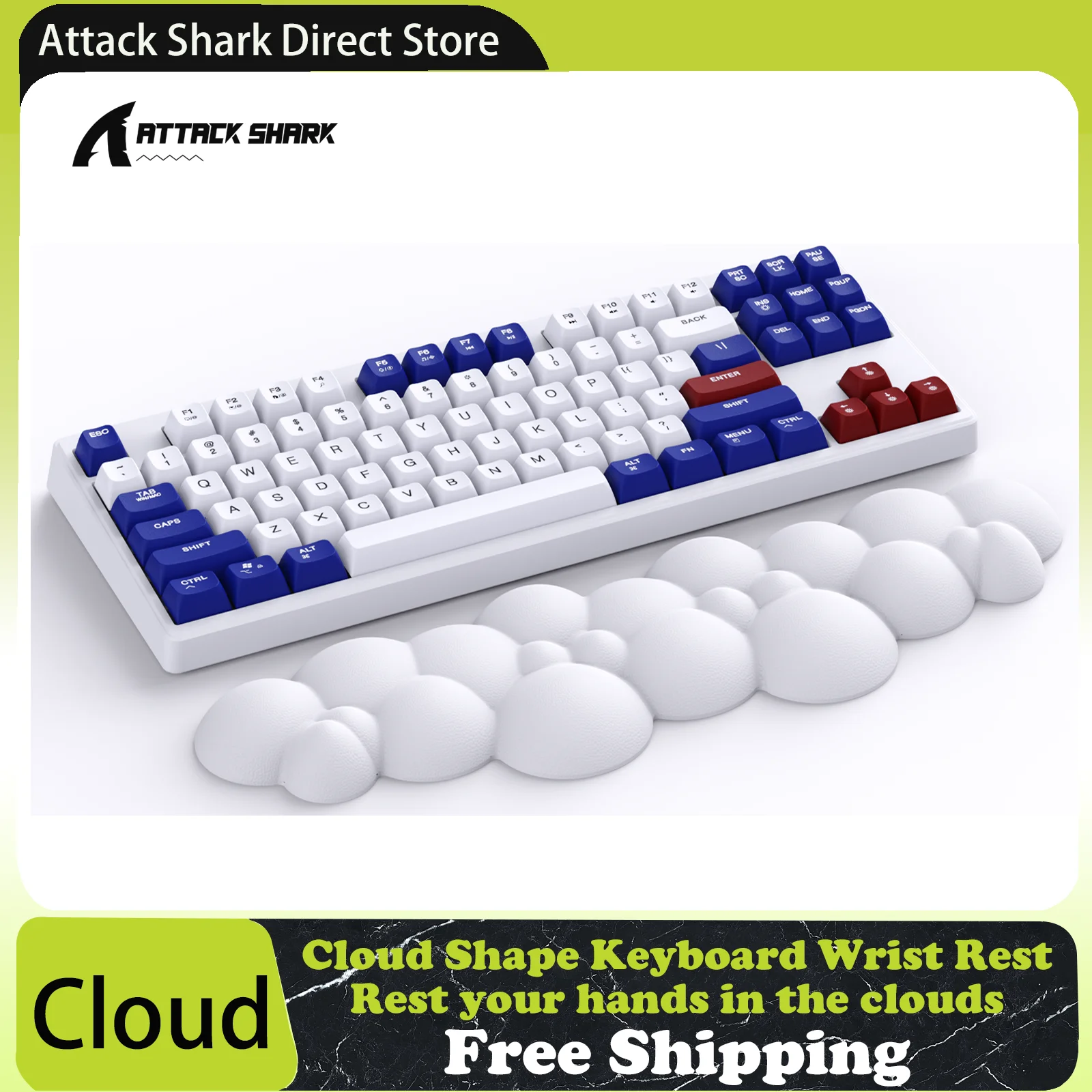 

Attack Shark Cloud-Soft Ergonomic Wrist Rest for 61/68/87/100keys Keyboard, Mac, Anti-Slip Rubber Base, Memory Foam, 38.5*11*3cm