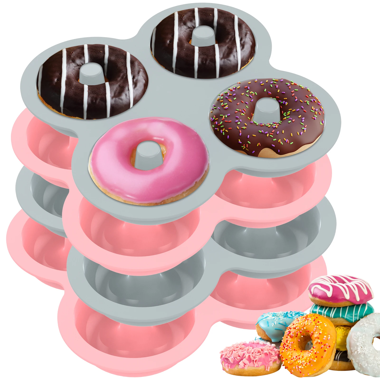 

20Pc Silicone Donut Mold Non-Stick Baking Pan Round Cake Mould Baking Pastry Chocolate Cake Dessert DIY Bagel Muffins Donut Tray