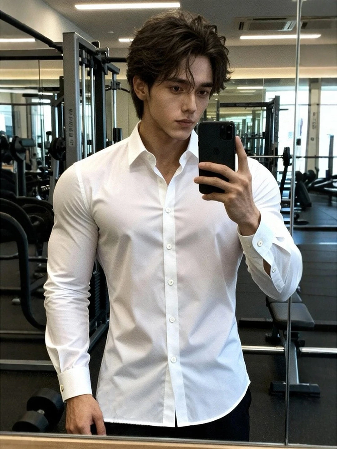 

Naples Men's Fce Lined Long Sve irt White Inner Wear Casual Sle Winter Faion Muscle ow Suit Inner irt