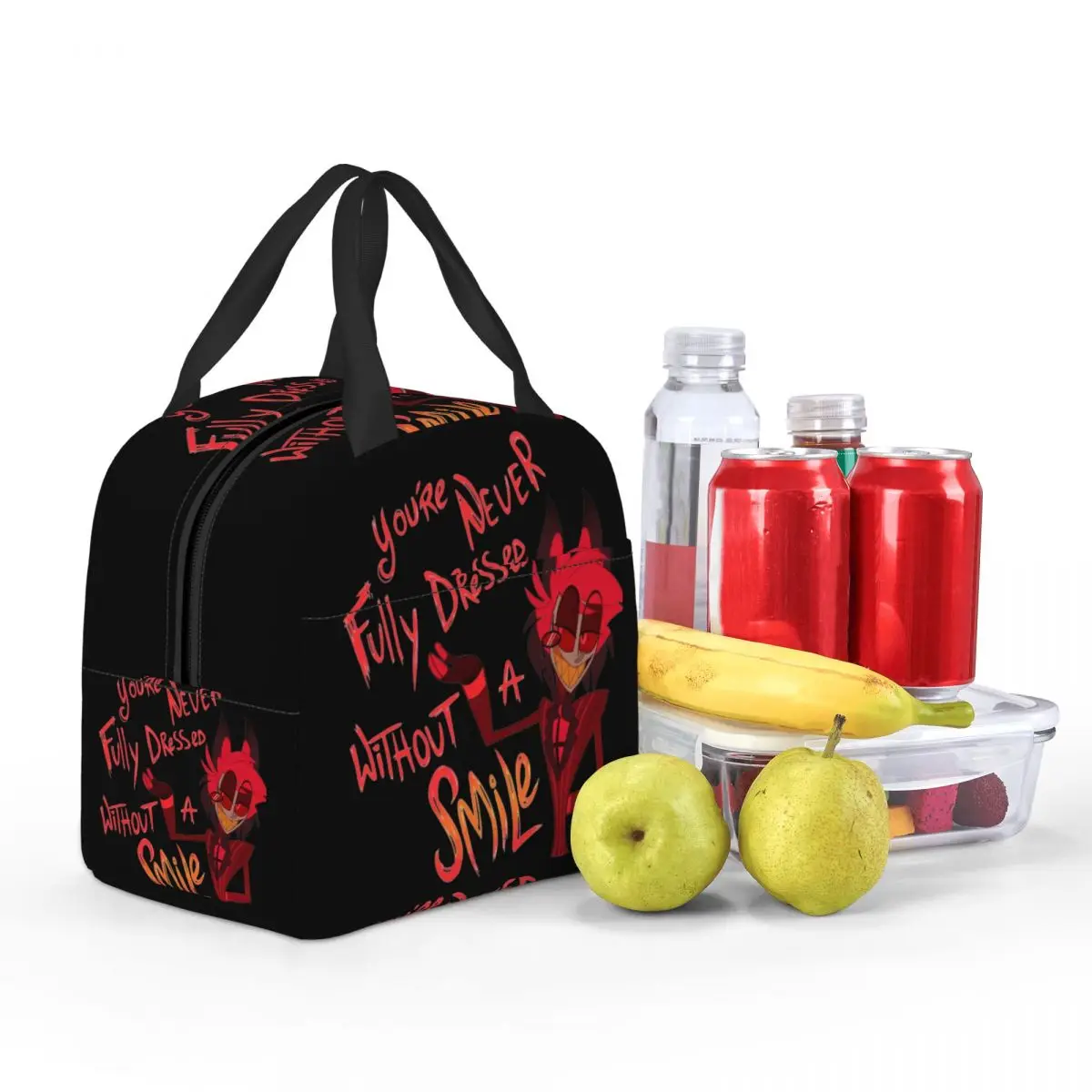 Lunch Bag Alastor Hazbin Hotels Insulated Cooler Bag Portable Picnic Travel Hazbinhotels Canvas Tote Food Storage Bags