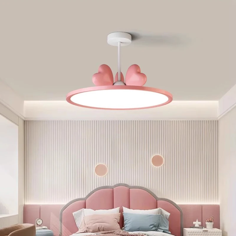 Children's Room Chandeliers LED Pink Bow Lights Minimalist Modern Warm Romantic Princess Room Baby Room Girl Bedroom Chandelier