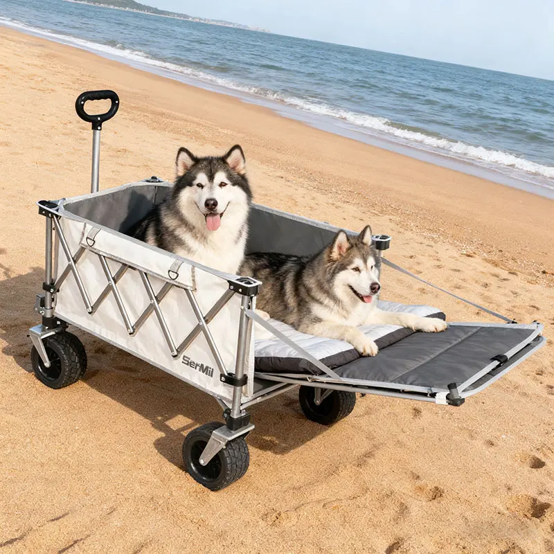 

White Small Handcart Outdoor Garden Folding Cart Collapsible Utility Shopping Cart Wagon Portable Picnic Beach Trolley pet Cart