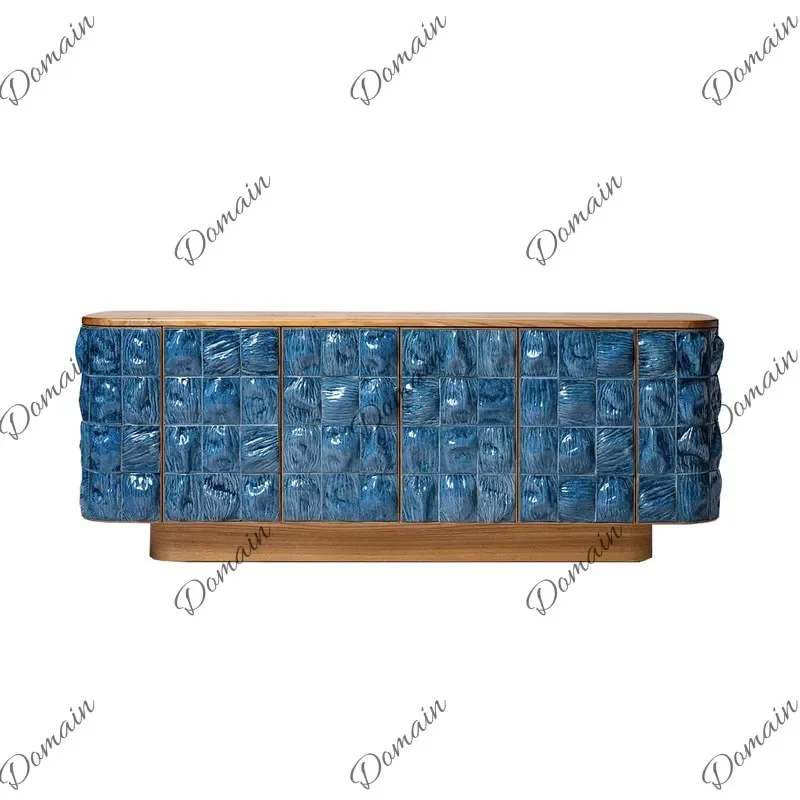 N80 Italian Designer Art Entryway Cabinet Luxury Sideboard Solid Wood Painted Living Room Decorative Storage Cabinet