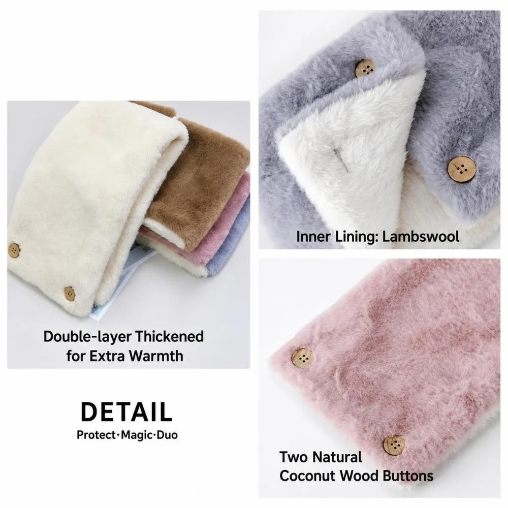 New Double-Layer Faux Fur Scarves Soft Solid Color Circle Scarf hickening Warm Ring Scarves Women