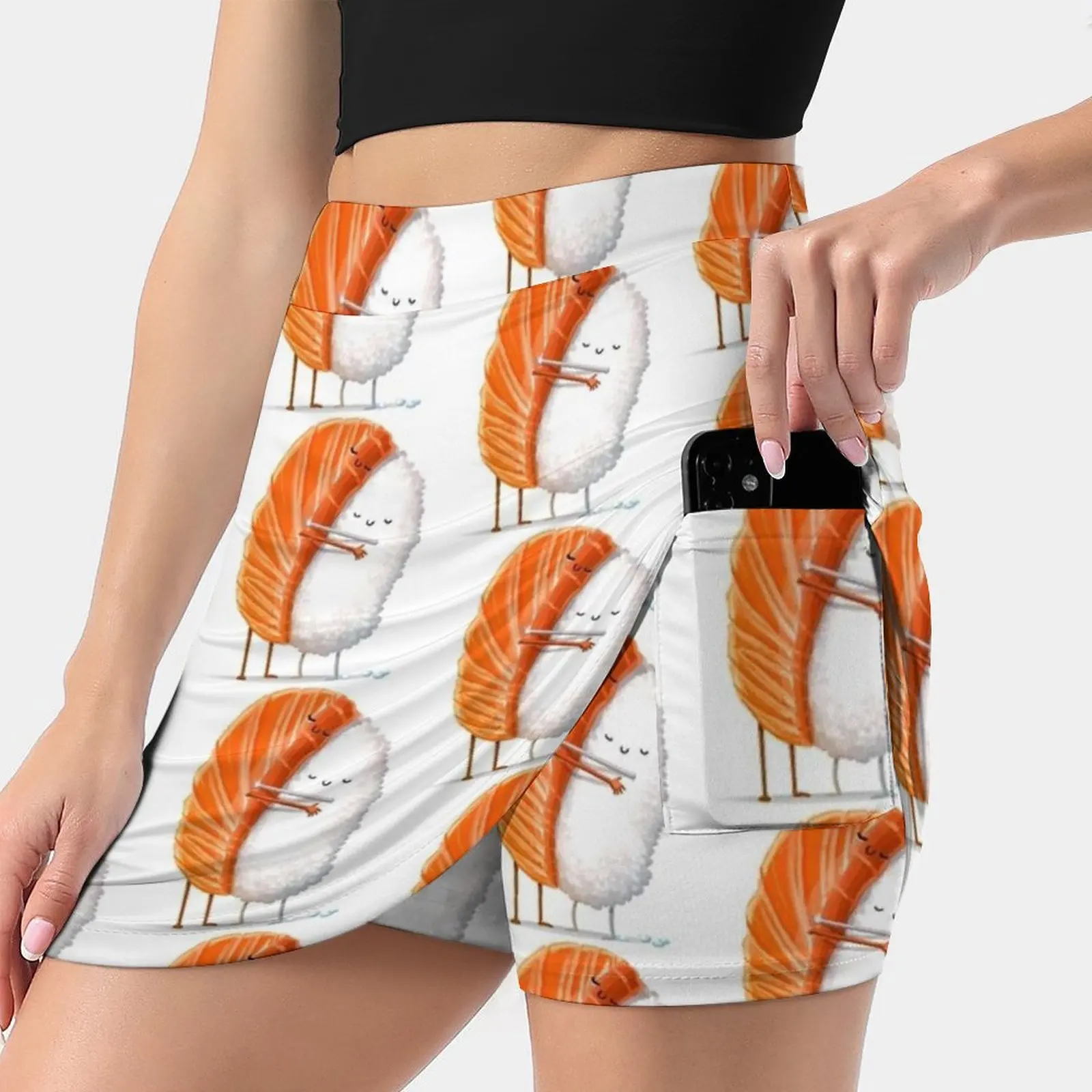 Sushi Hug Women's skirt Sport Skort Skirt With Pocket Fashion Korean Style Skirt 4Xl Skirts Sushi Hug Nigiri Love Cute Rice