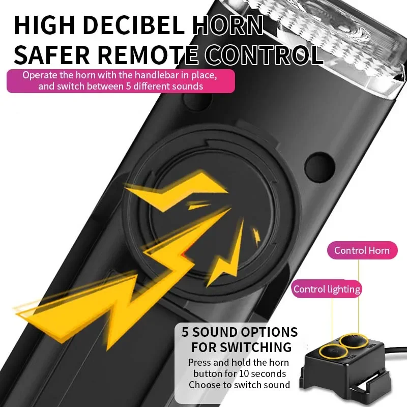 مصباح أمامي LED مقاوم للماء للدراجة مع عداد المسافات مع شاشة LCD وعداد السرعة والقرن #5