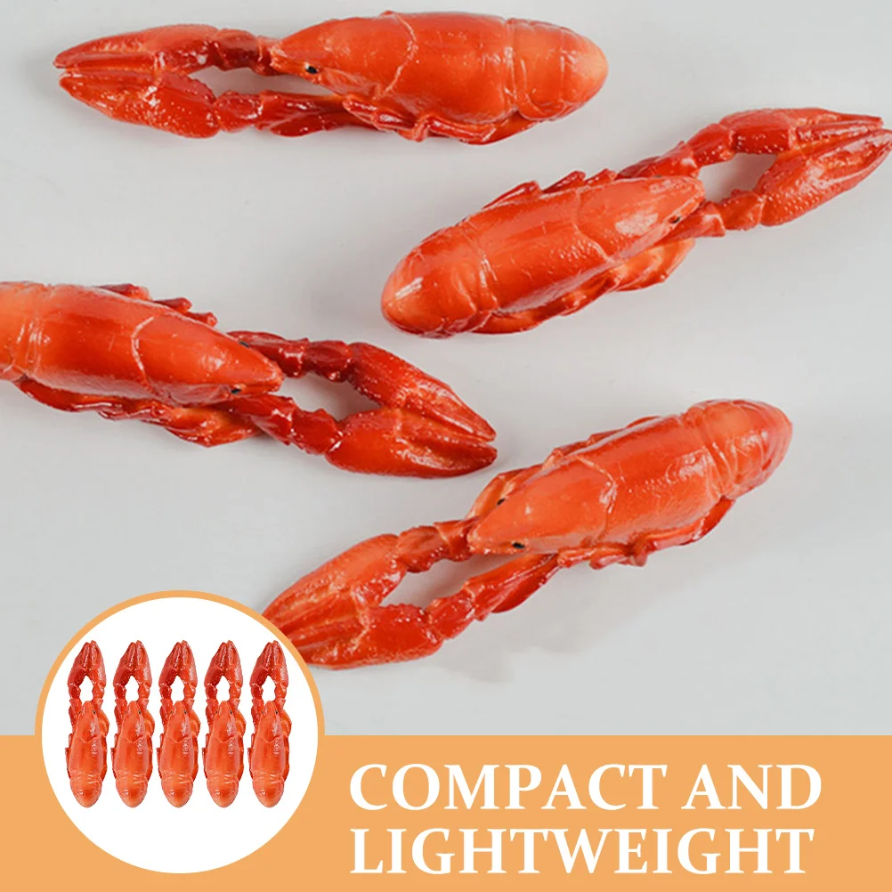 

5pcs Lifelike Simulated Crayfish Lobster Fake Figures Large Food Props Display Kids Educational Toy Montessori Learning