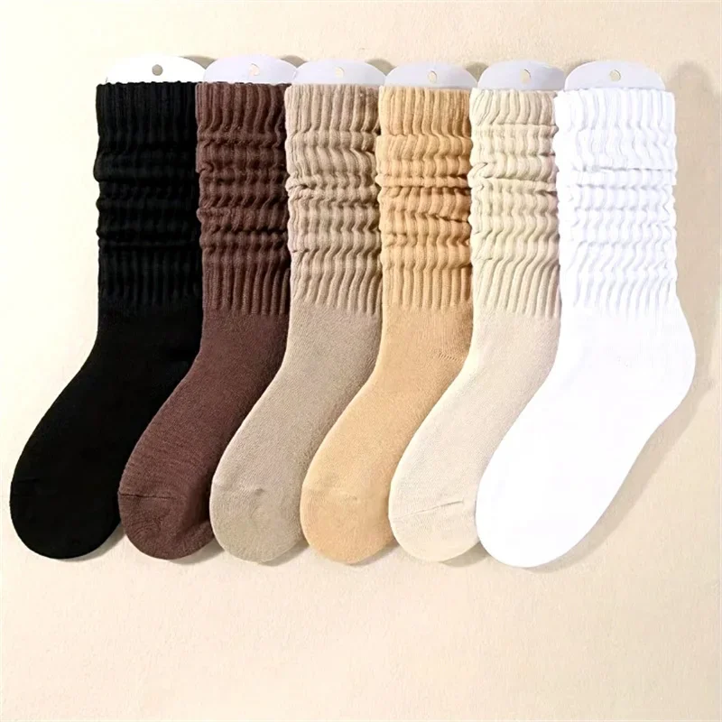 6 pairs of women’s mid leg pleated socks, suitable for casual clothing, daily comfortable and soft texture 6 6 pairs of women's mid leg pleated socks, suitable for casual clothing, daily comfortable and soft texture 6