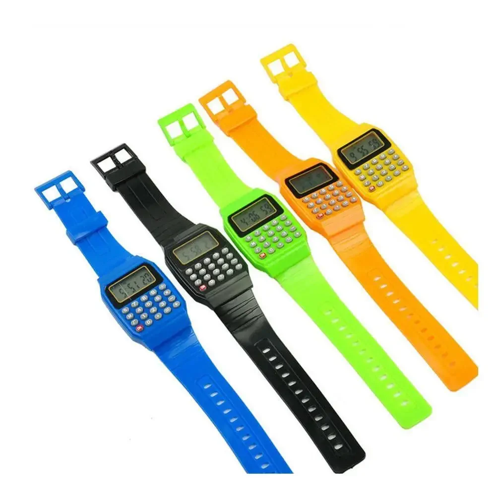 Calculadora electrónica de silicona para niños, reloj de pulsera con teclado multiusos, calculadora de muñeca, herramienta de examen