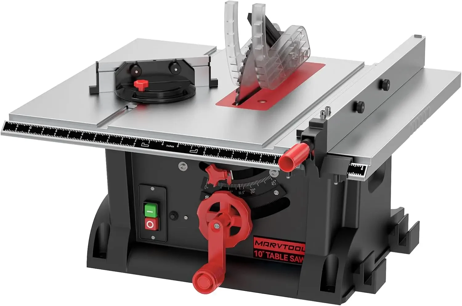 

4600RPM Portable Table Saw 10 inch, 15Amp Tablesaw, 90°Cross Cut & 0-45°Cutting, Multifunctional Benchtop with 36T Blade for DIY