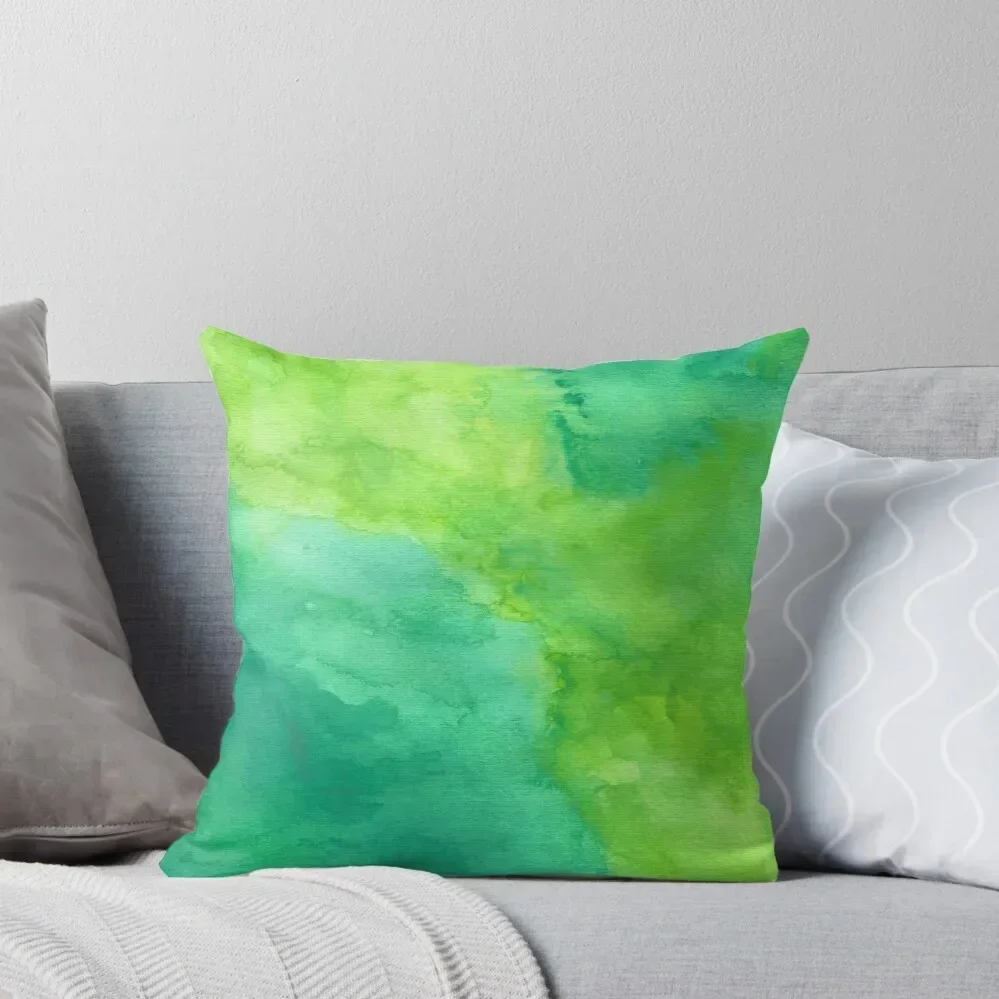 

Lime Green and Turquoise Watercolor Art Throw Pillow Pillow Cover Christmas Pillow Covers Cushion Child New year