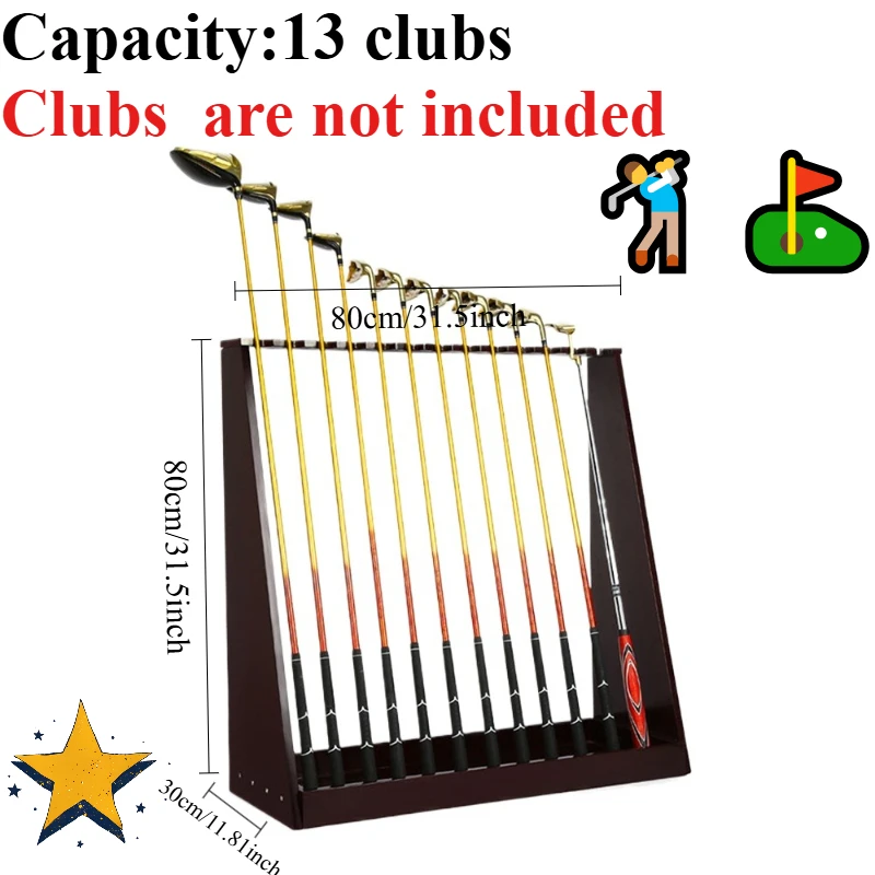 Golf Club Rack Solid Wood Club Display Placement  13 Hole Position Course Supplies