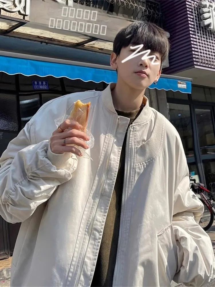 

Retro American Sle Baseball Cotton Jaet for Men Autumn Winter High Street Trendy Pilot Jaet Couples Outerwear Coat