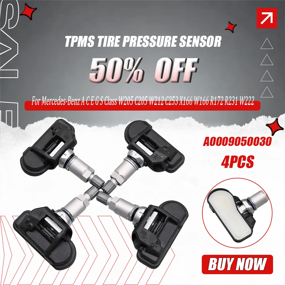 

4Pcs A0009050030 TPMS Tire Pressure Sensor For Mercedes-Benz A C E G S Class W205 C205 W212 C253 X166 W166 R172 R231 W222