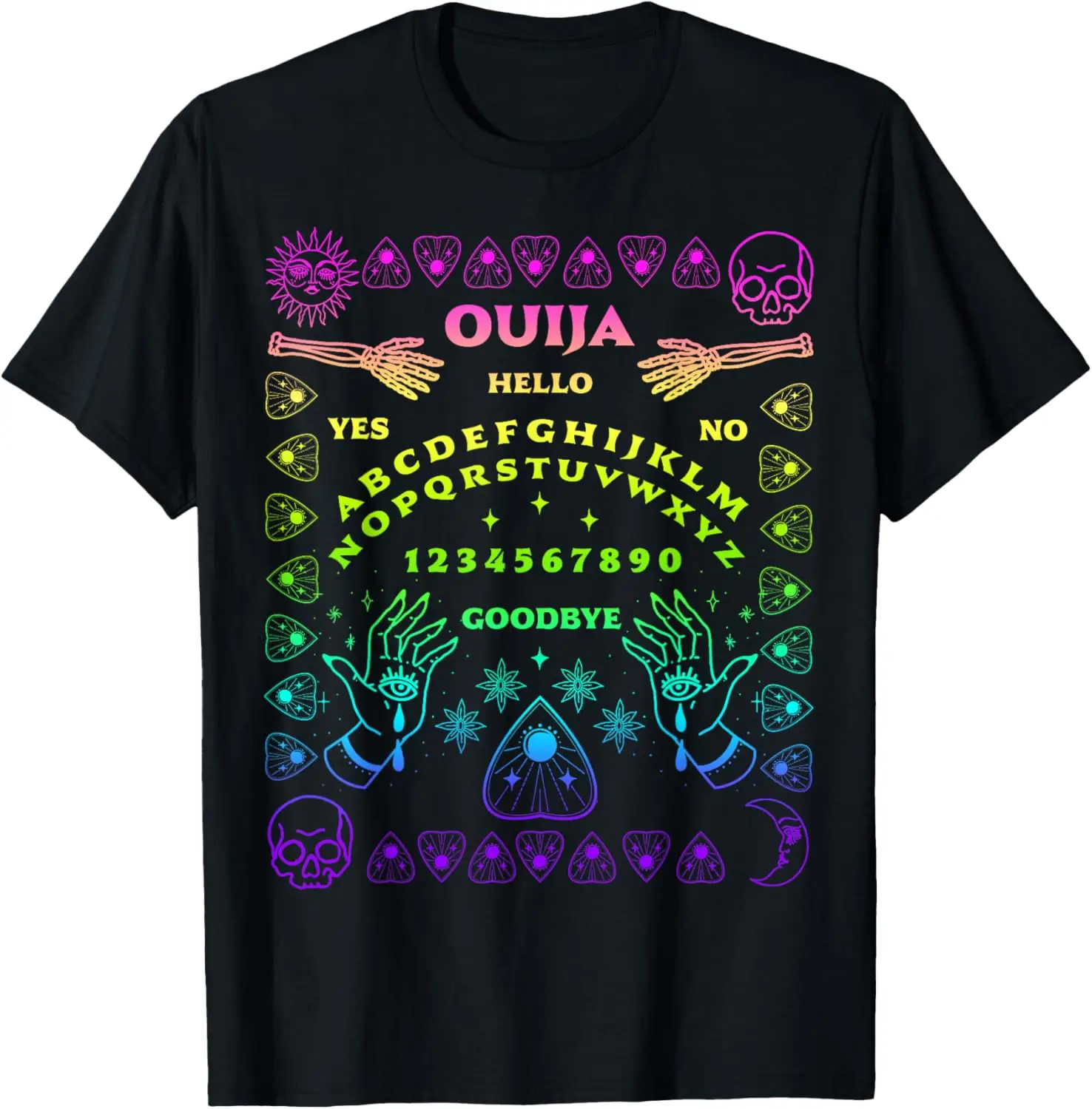 Ouija Board Spirit Board Halloween Skeleton Tarot Women T-Shirt