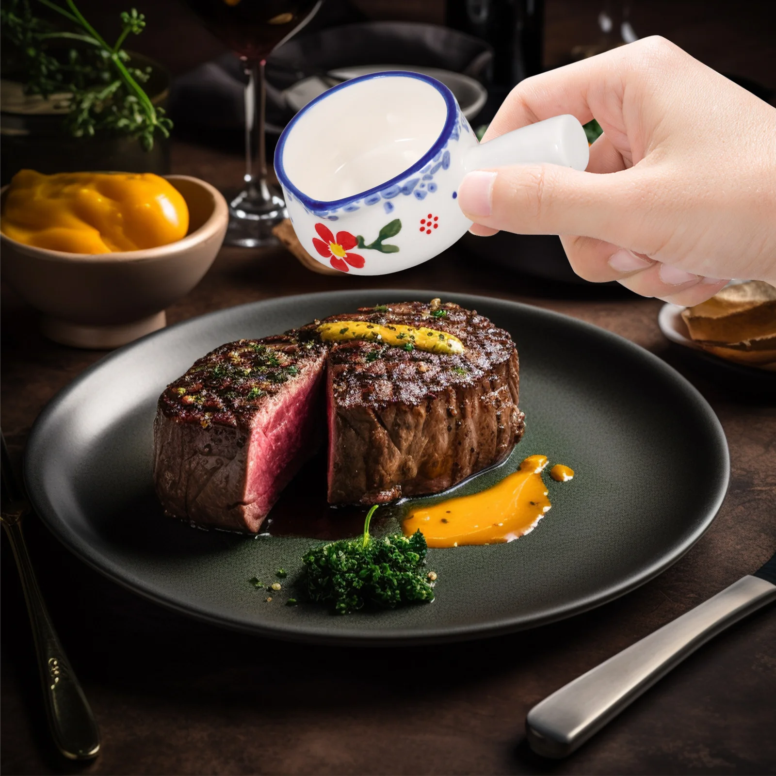 

Ceramic Milk Pitcher Small Coffee Cream Container Fade Resistant Unique Design Home Kitchen Ceramic Cup