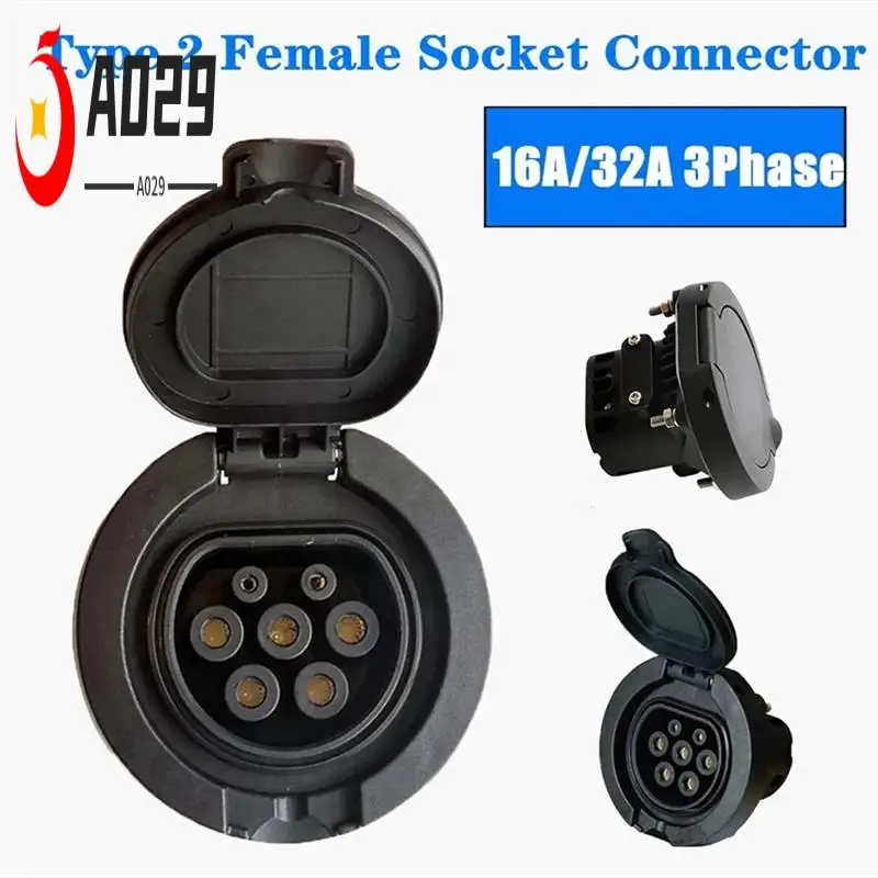 

A029-EV Charging Socket Outlet Type 2 Socket Connector 4 Point Fixed European Standard IEC 62196-2 32A 3 Phase AC